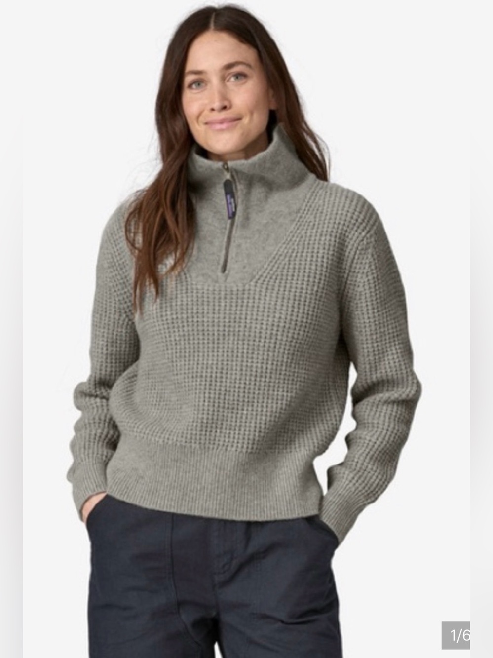 Patagonia Recycled Wool Blend 1/4 Zip Sweater in Gray , size Small